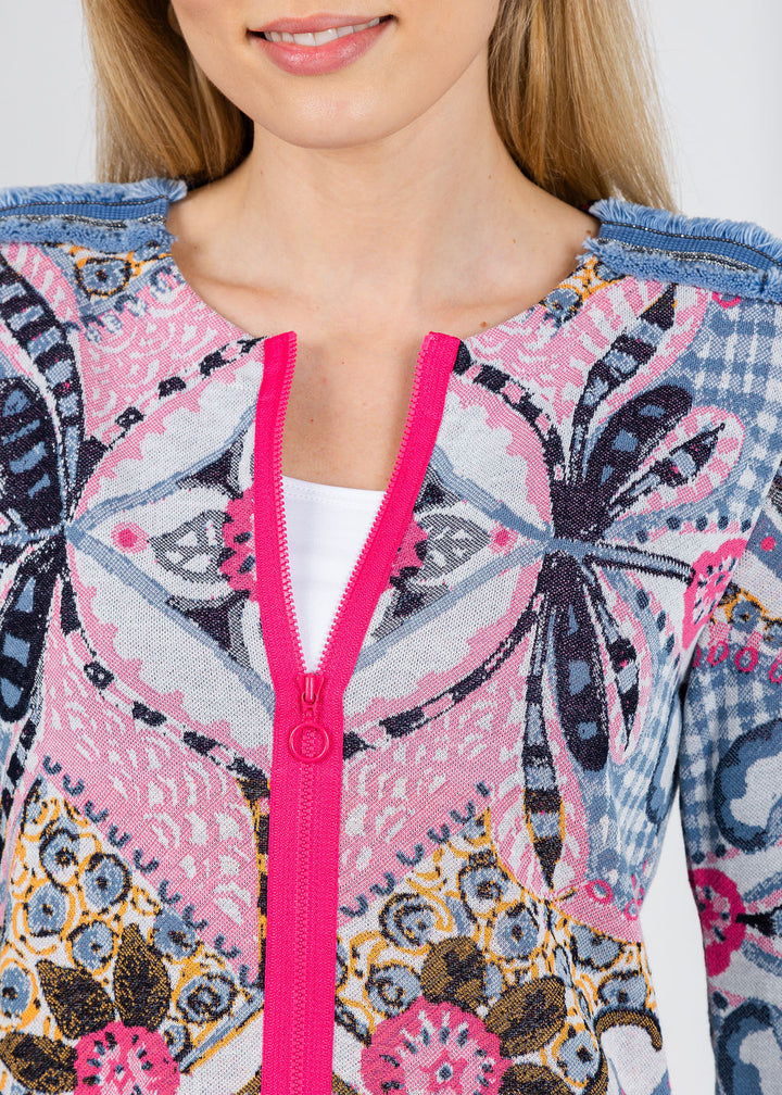 Aldomartins Sienna Zip-Up Jacket in Blue available at Barbara Katz