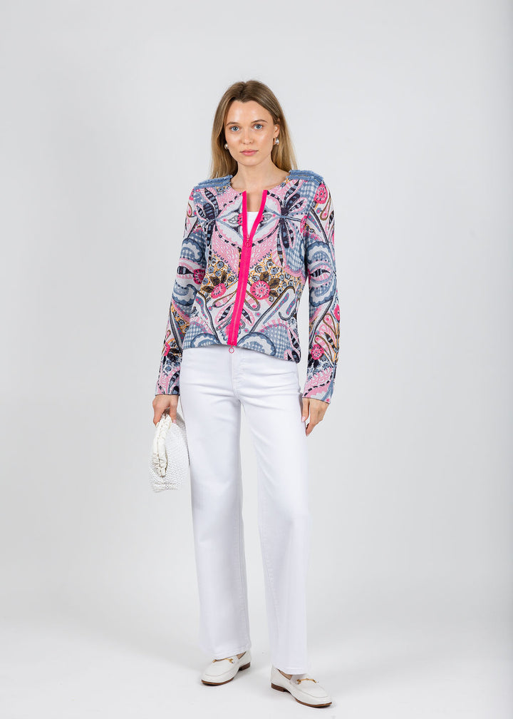 Aldomartins Sienna Zip-Up Jacket in Blue available at Barbara Katz