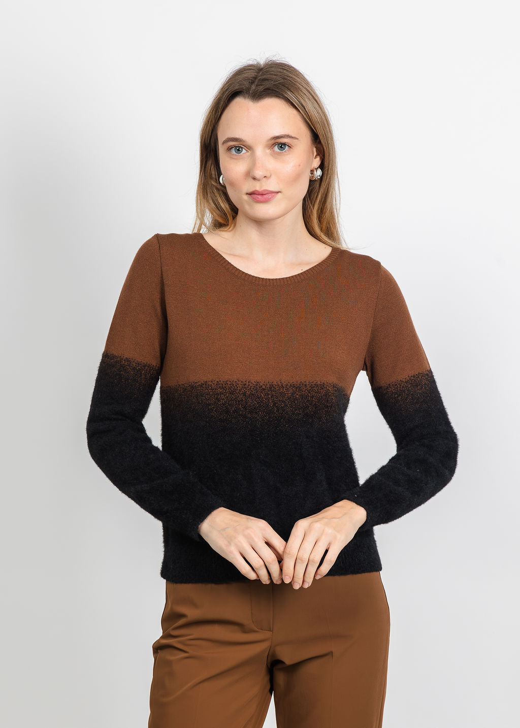 Aldomartins Two-Tone Sweater in Brown available at Barbara Katz