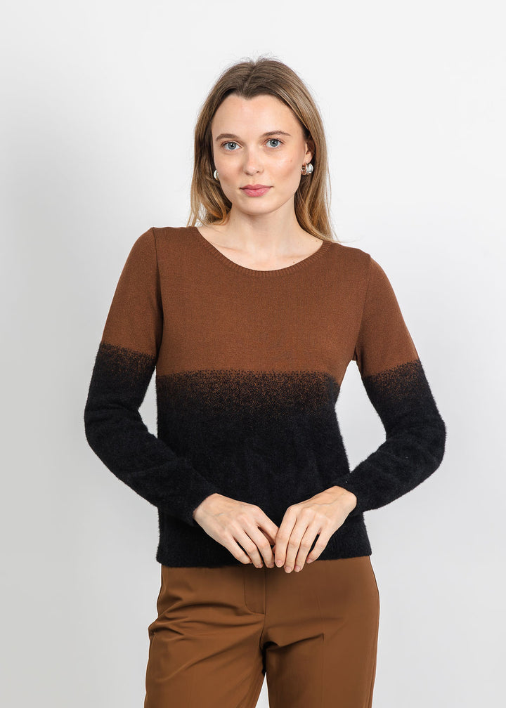 Aldomartins Two-Tone Sweater in Brown available at Barbara Katz