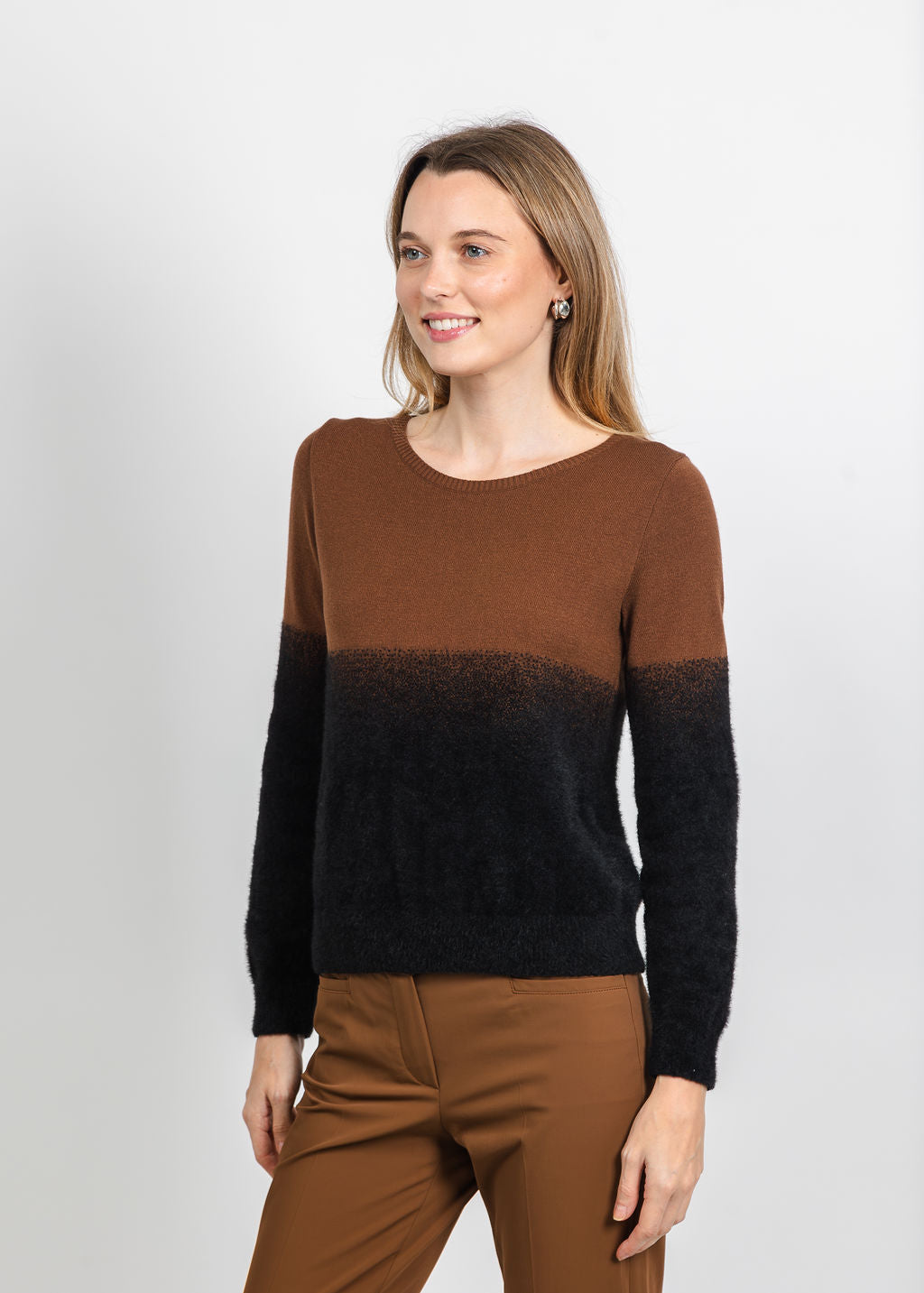 Aldomartins Two-Tone Sweater in Brown available at Barbara Katz