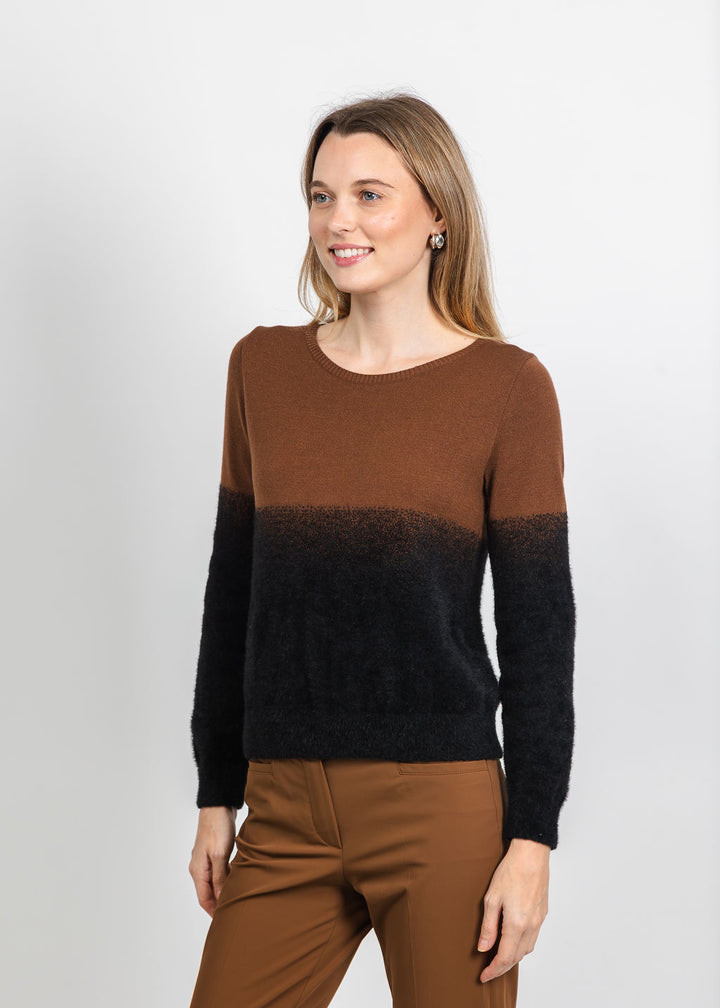 Aldomartins Two-Tone Sweater in Brown available at Barbara Katz