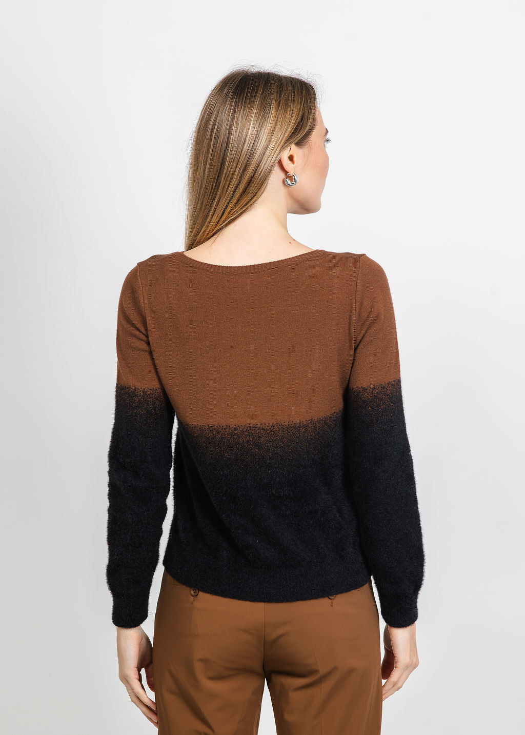 Aldomartins Two-Tone Sweater in Brown available at Barbara Katz