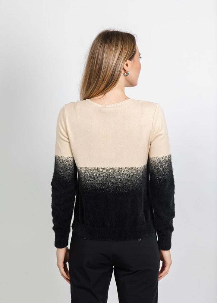 Aldomartins Two-Tone Zip-Front Cardigan in Black available at Barbara Kat