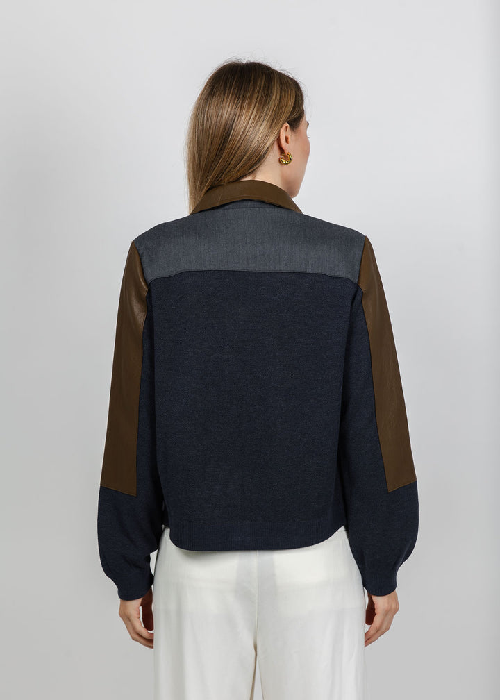 Aldomartins Zip-Front Jacket in Brown available at Barbara Katz