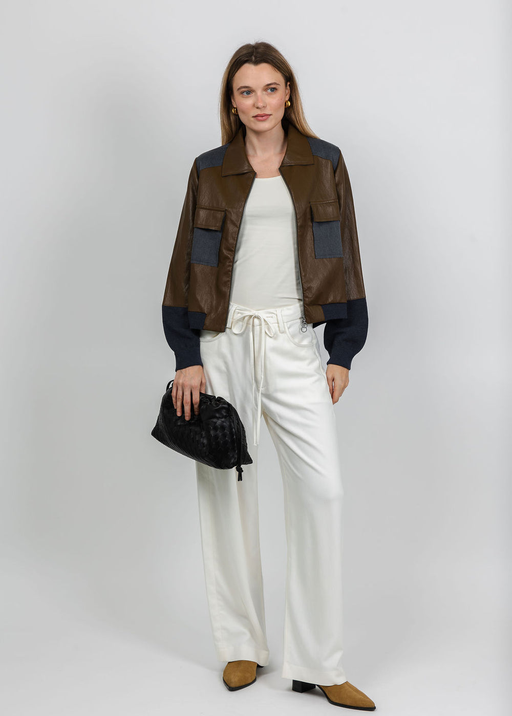 Aldomartins Zip-Front Jacket in Brown available at Barbara Katz
