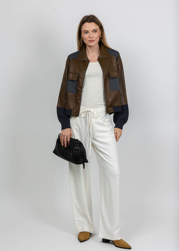 Aldomartins Zip-Front Jacket in Brown available at Barbara Katz
