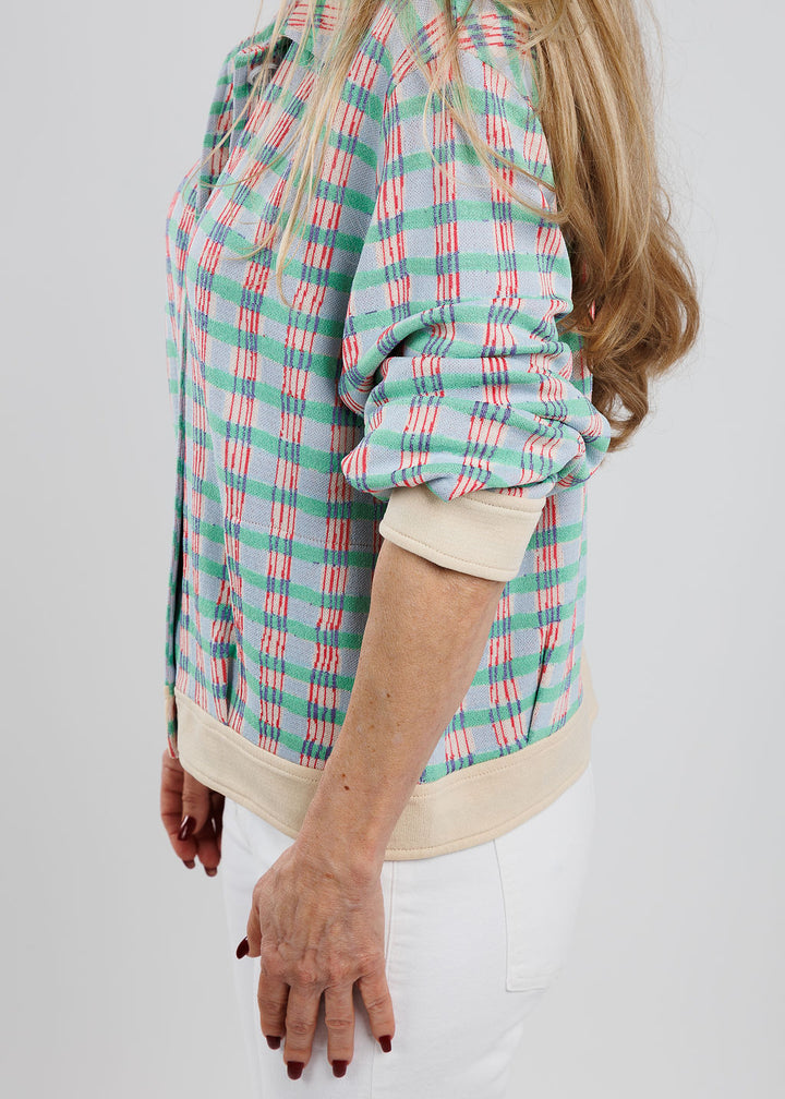 Aldomartins Devon Collar Button Cardigan in Green available at Barbara Katz
