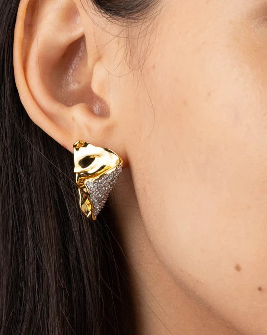 Alexis Bittar Solanales Gold Crystal Folded Mini Earring