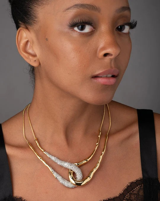 Alexis Bittar Solanales Gold Crystal Interlock Necklace