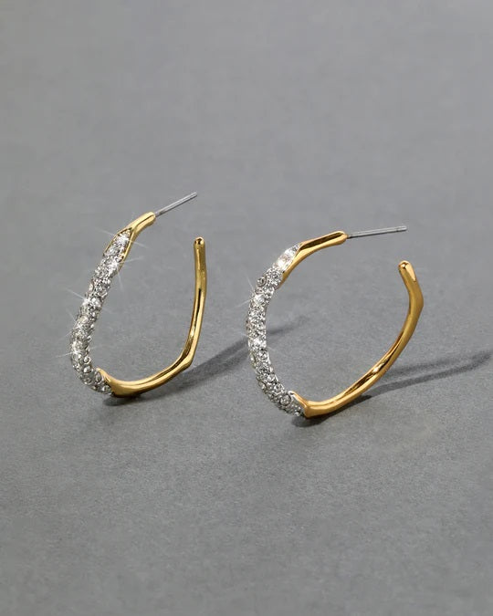 Alexis Bittar Two Tone Pave Hoop Earring- Gold