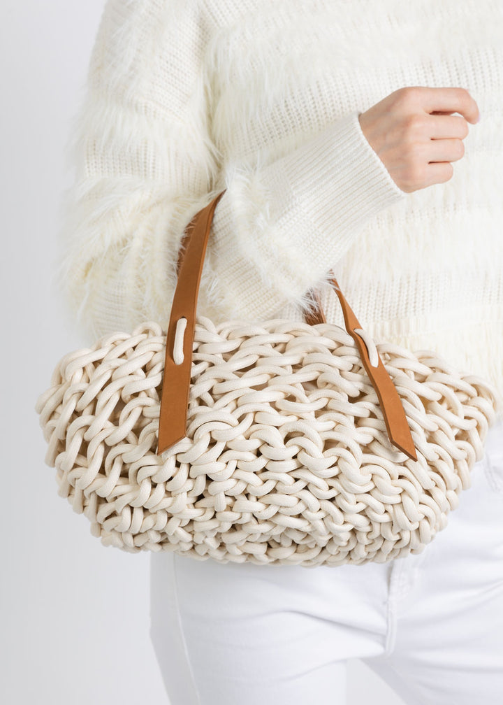 Alienina Bella Medium Bag in White/Caramel available at Barbara Katz