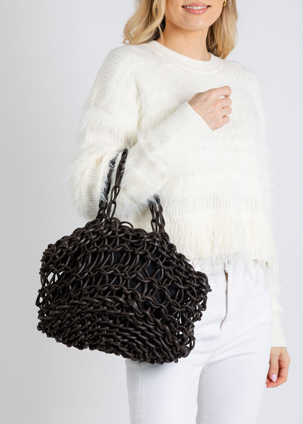 Alienina Silvia Bag in Brown Rope available at Barbara Katz