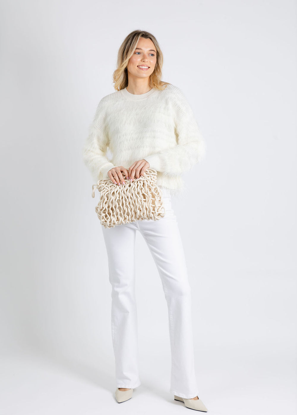 Alienina Susi Clutch Bag in White Rope available at Barbara Katz