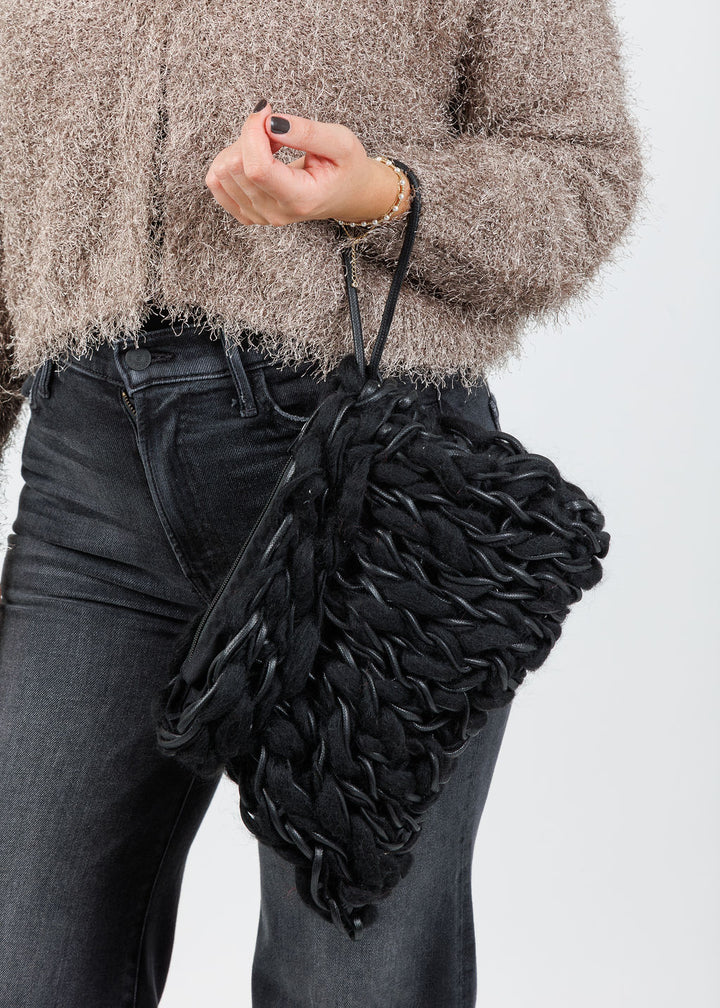 Alienina Thalia Clutch in Black Mohair available at Barbara Katz