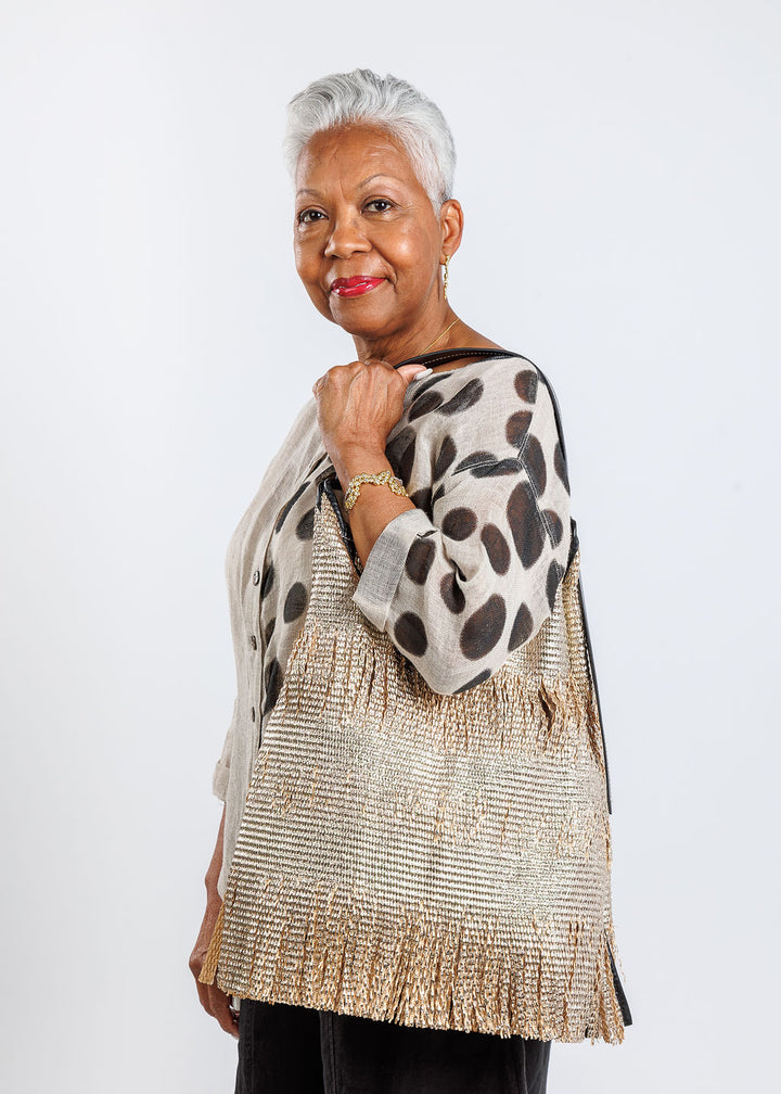 Anita Bilardi Picasso Raffia Handbag in Soft Gold available at Barbara Katz