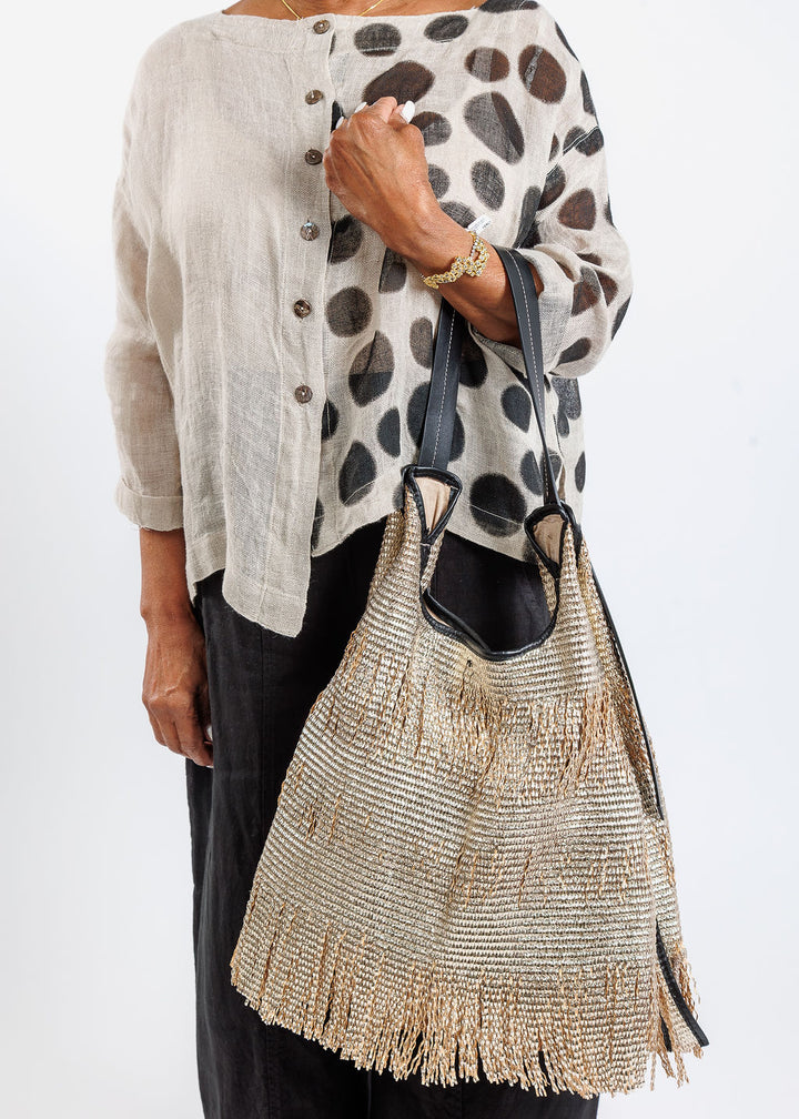 Anita Bilardi Picasso Raffia Handbag in Soft Gold available at Barbara Katz