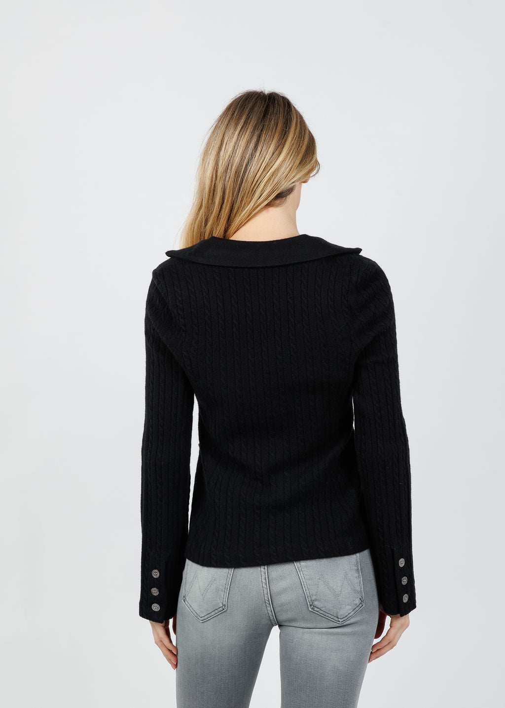 Archer Cashmere Casey Cable Blazer in Black available at Barbara Katz