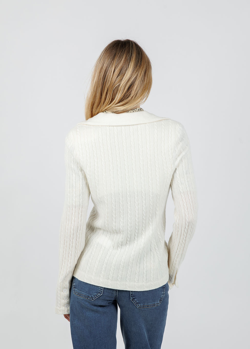 Archer Cashmere Casey Cable Blazer in Ecru available at Barbara Katz