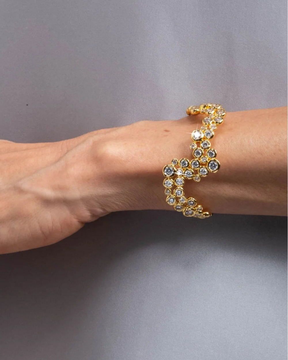 Alexis Bittar Asterales Gold CZ Wave Cuff Bracelet available at Barbara Katz