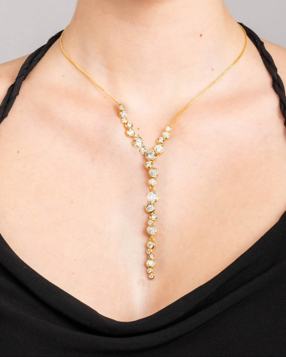 Alexis Bittar Asterales Gold CZ Cascading Necklace available at Barbara Katz