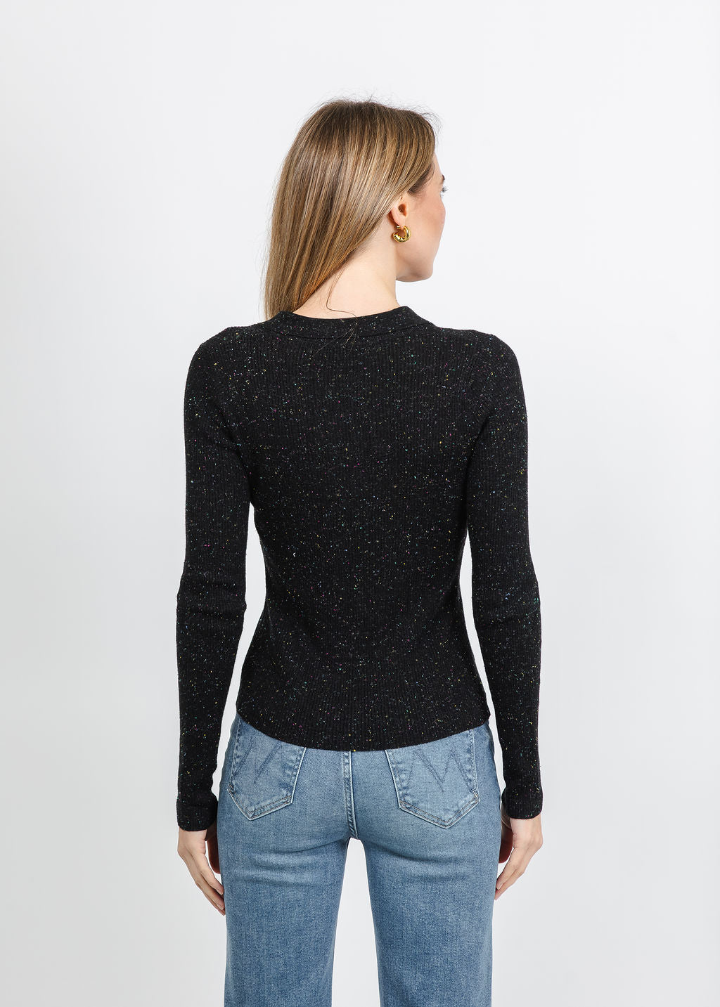 Autumn Cashmere Ribbed Polo in Black available at Barbara Katz