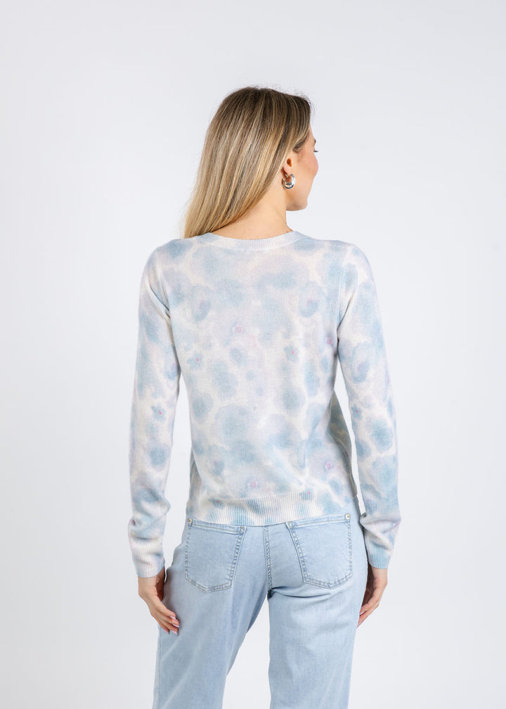 Autumn Cashmere Watercolor Floral Print Crew Sweater in Heather Combo available at Barbara Katz