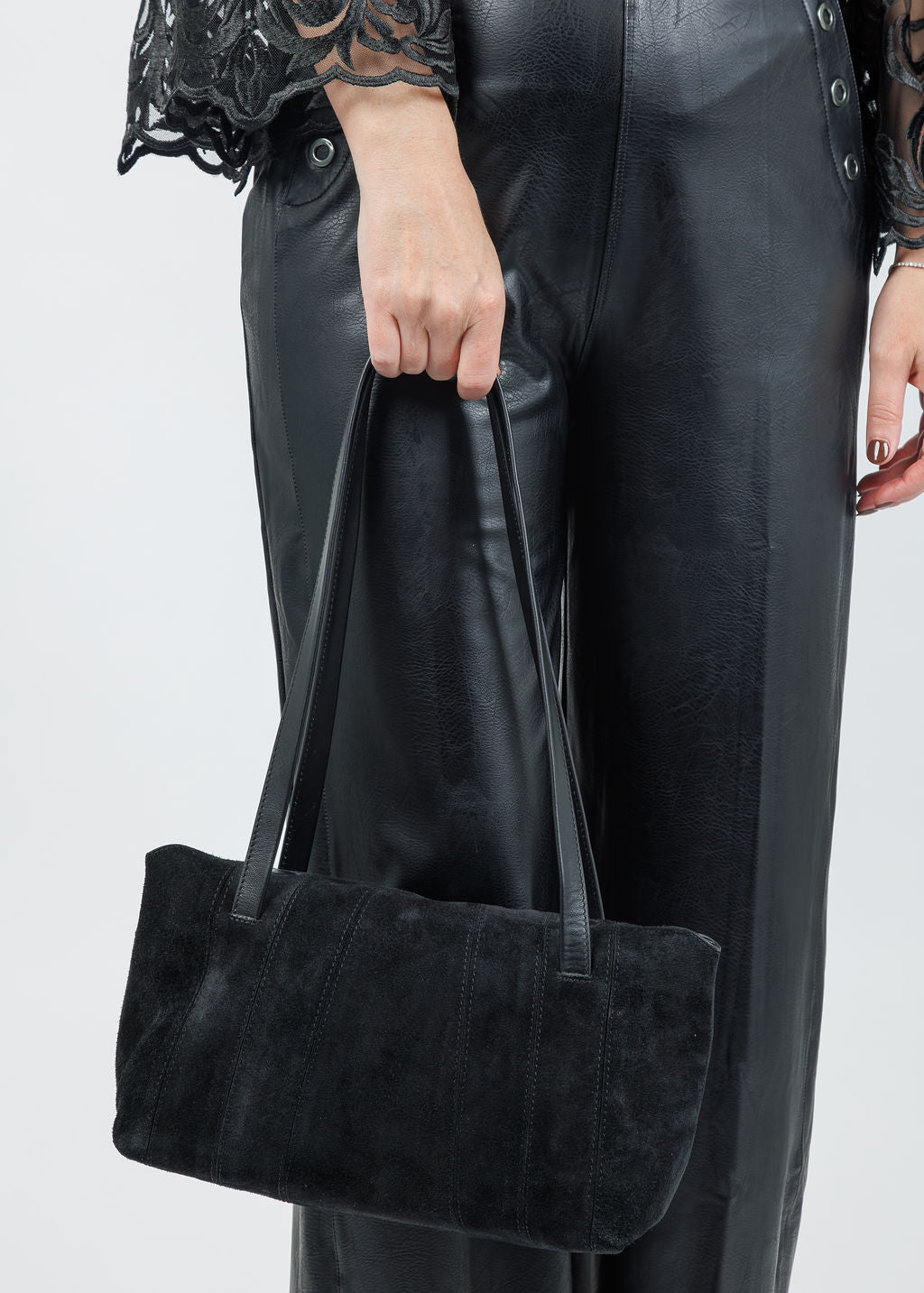 B-Low the Belt Rowe Suede Shoulder Bag in Black available at Barbara Katz