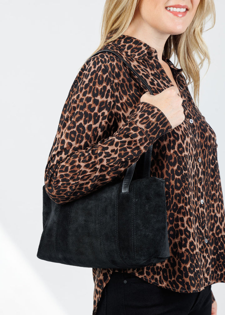 B-Low the Belt Rowe Suede Shoulder Bag in Black available at Barbara Katz