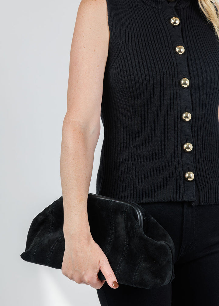 B-Low the Belt Rowe Suede Clutch in Black available at Barbara Katz