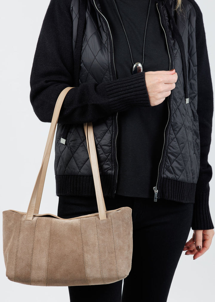 B-Low the Belt Rowe Suede Shoulder Bag in Taupe available at Barbara Katz