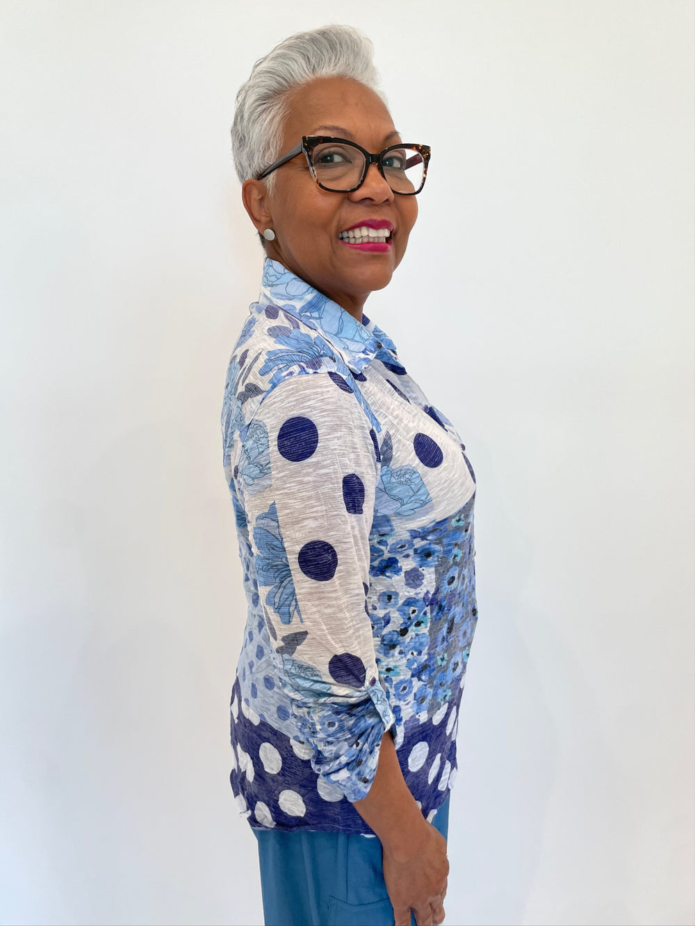 David Cline Mia Roll-Up Shirt in Denim available at Barbara Katz