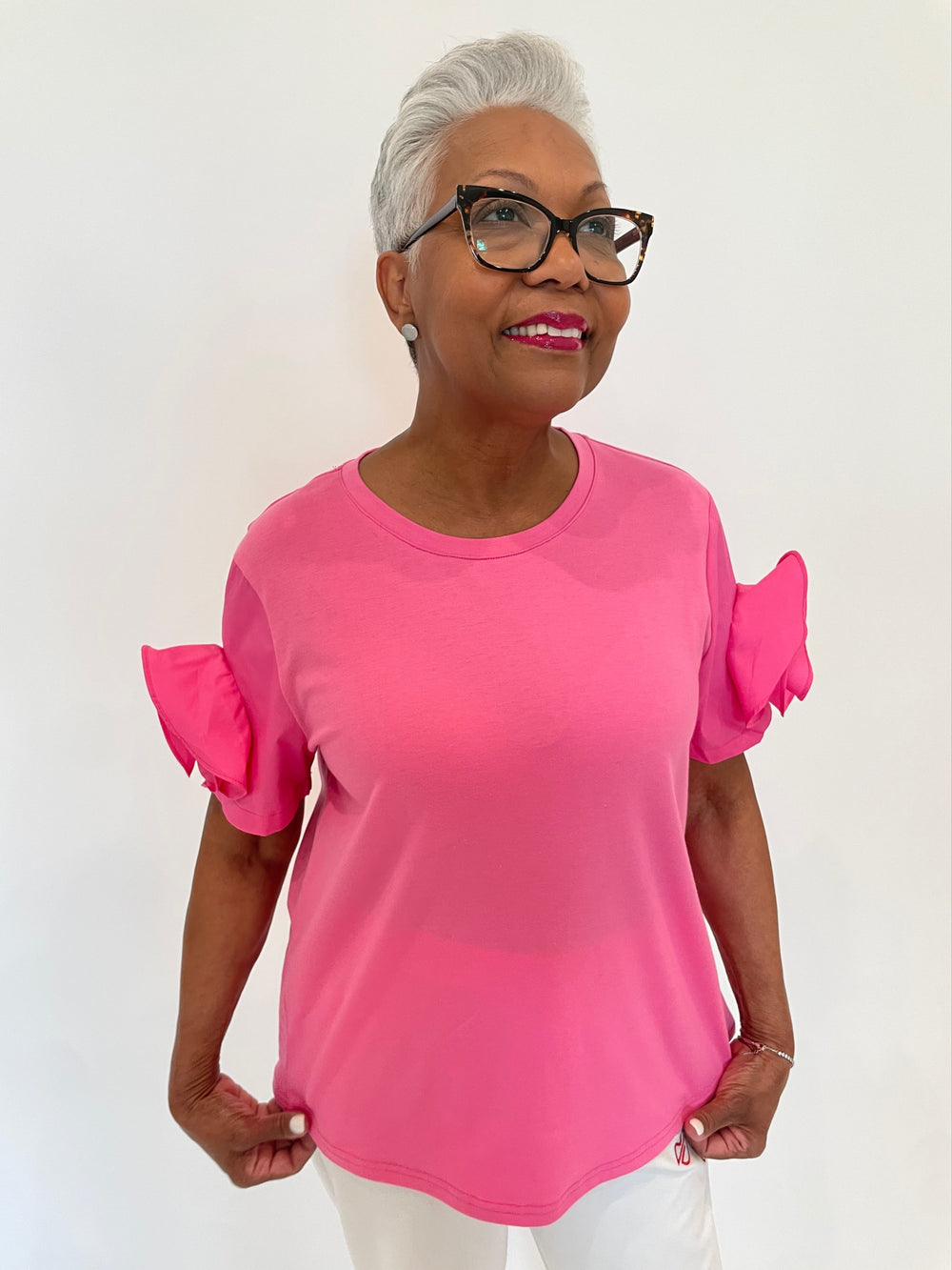 Leo & Ugo Taty Rose Flower Top in Pink available at Barbara Katz