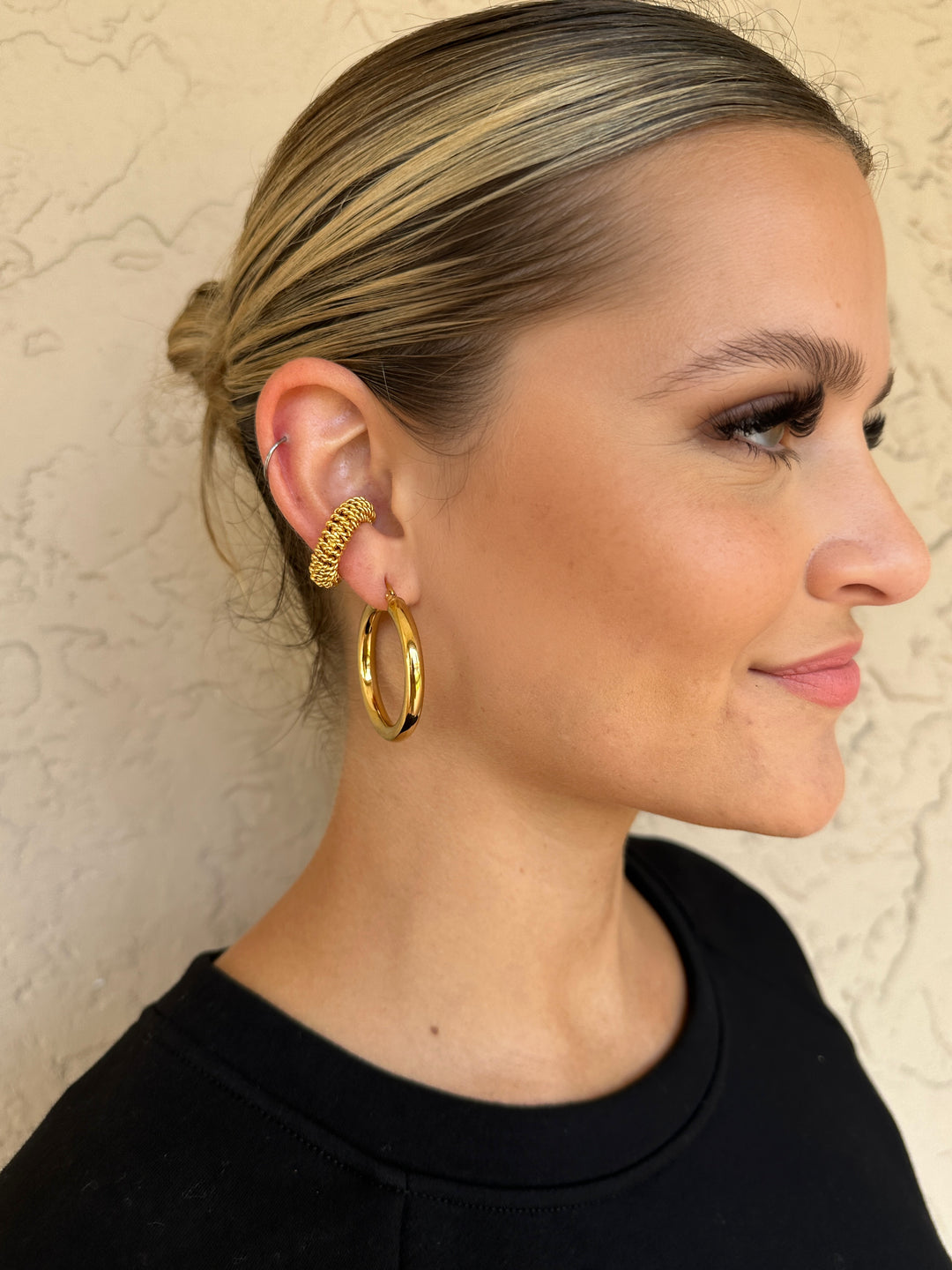 Gold Textured Woven Ear Cuff