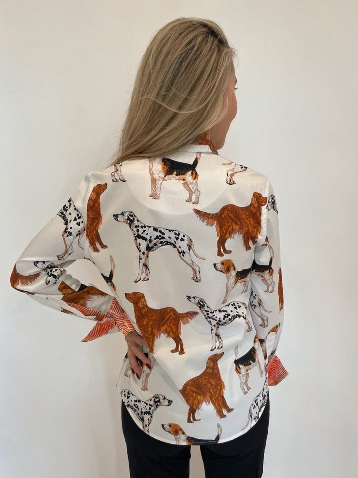 Dizzy-Lizzie Rome Shirt in Doggies Print available at Barbara Katz