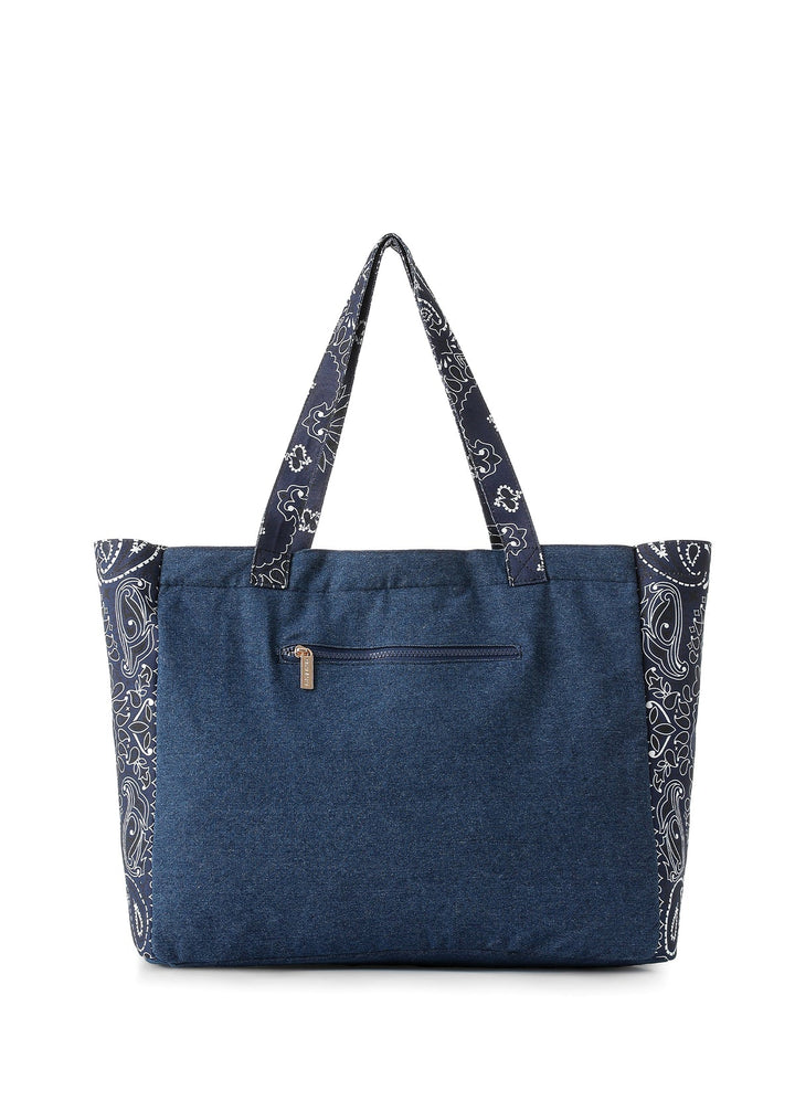 Haute Shore Bailey Bandana Print Canvas Tote in Denim/Navy available at Barbara Katz