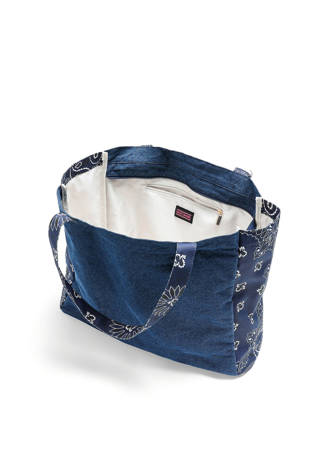 Haute Shore Bailey Bandana Print Canvas Tote in Denim/Navy available at Barbara Katz