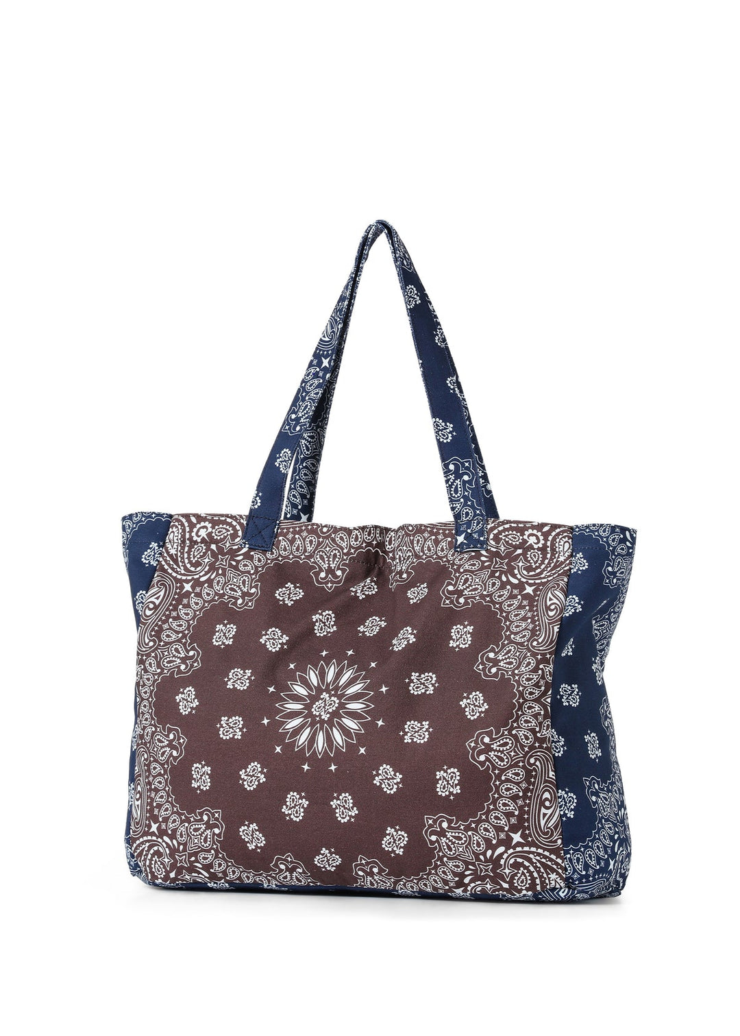 Haute Shore Bailey Bandana Print Canvas Tote in Brown/Navy available at Barbara Katz