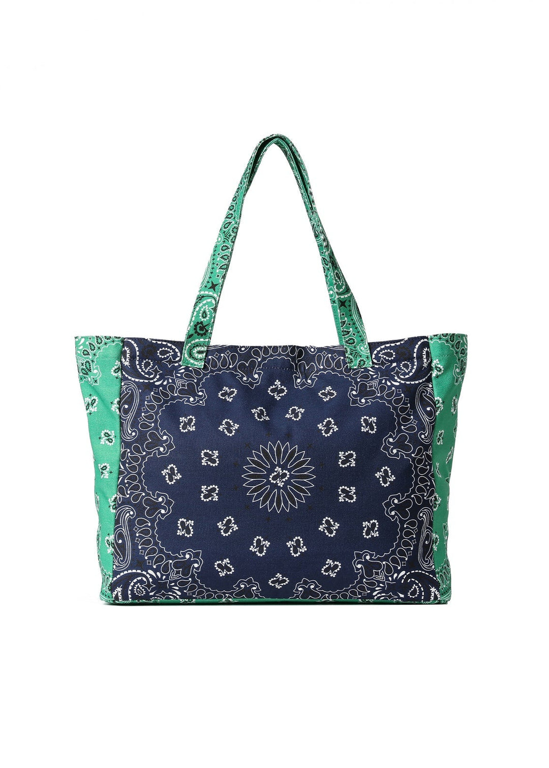 Haute Shore Bailey Bandana Print Canvas Tote in Navy/Green available at Barbara Katz
