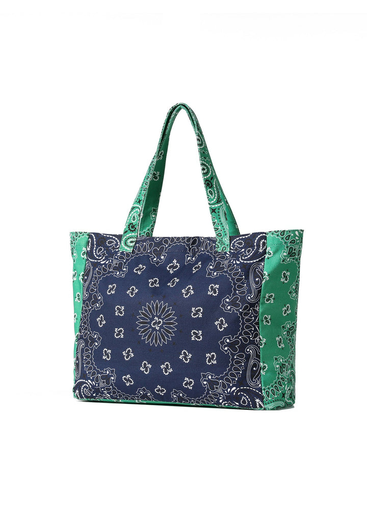 Haute Shore Bailey Bandana Print Canvas Tote in Navy/Green available at Barbara Katz