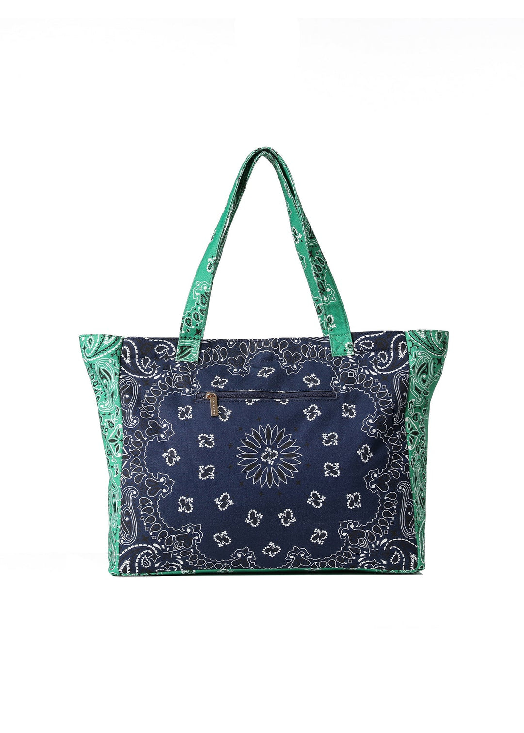 Haute Shore Bailey Bandana Print Canvas Tote in Navy/Green available at Barbara Katz