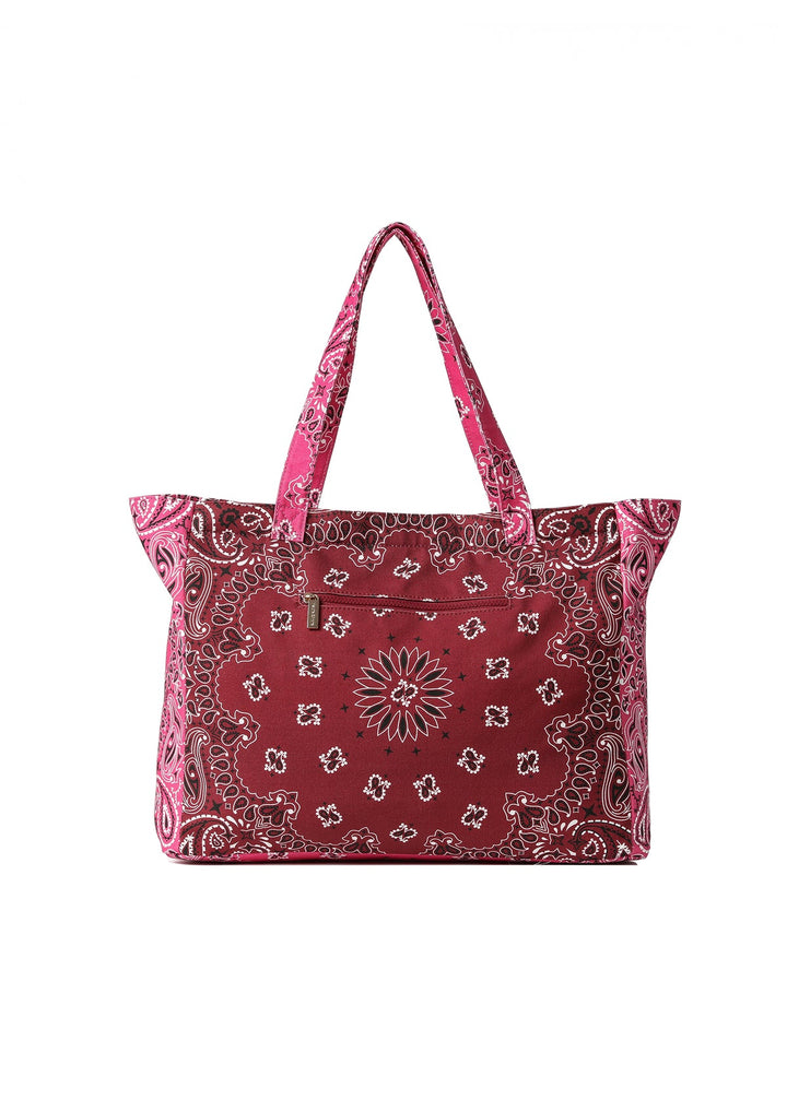 Haute Shore Bailey Bandana Print Canvas Tote in Burgundy/Pink available at Barbara Katz