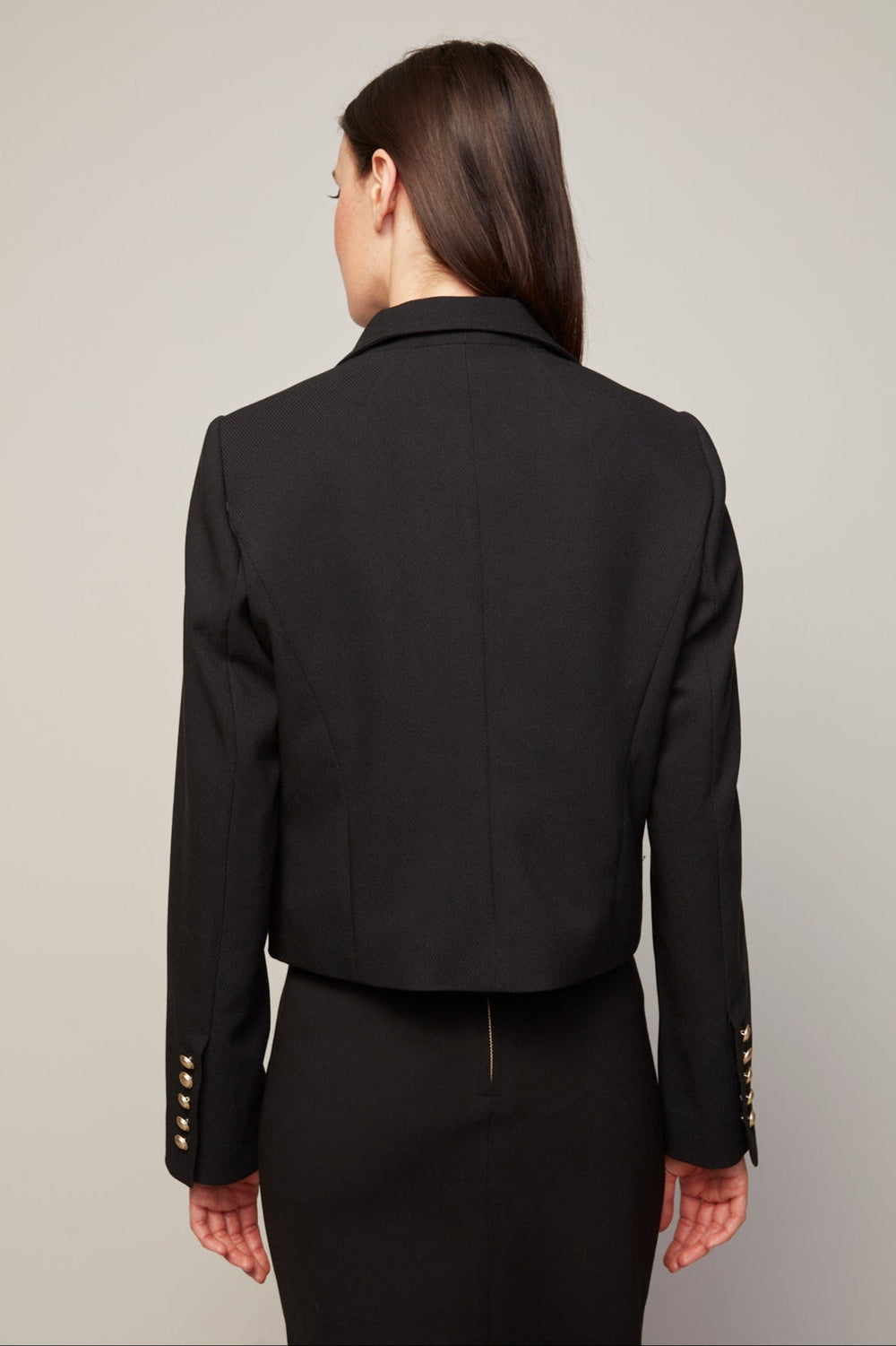 Adroit Atelier Bardot Single Breasted Short Boxy Blazer in Black available at Barbara Katz