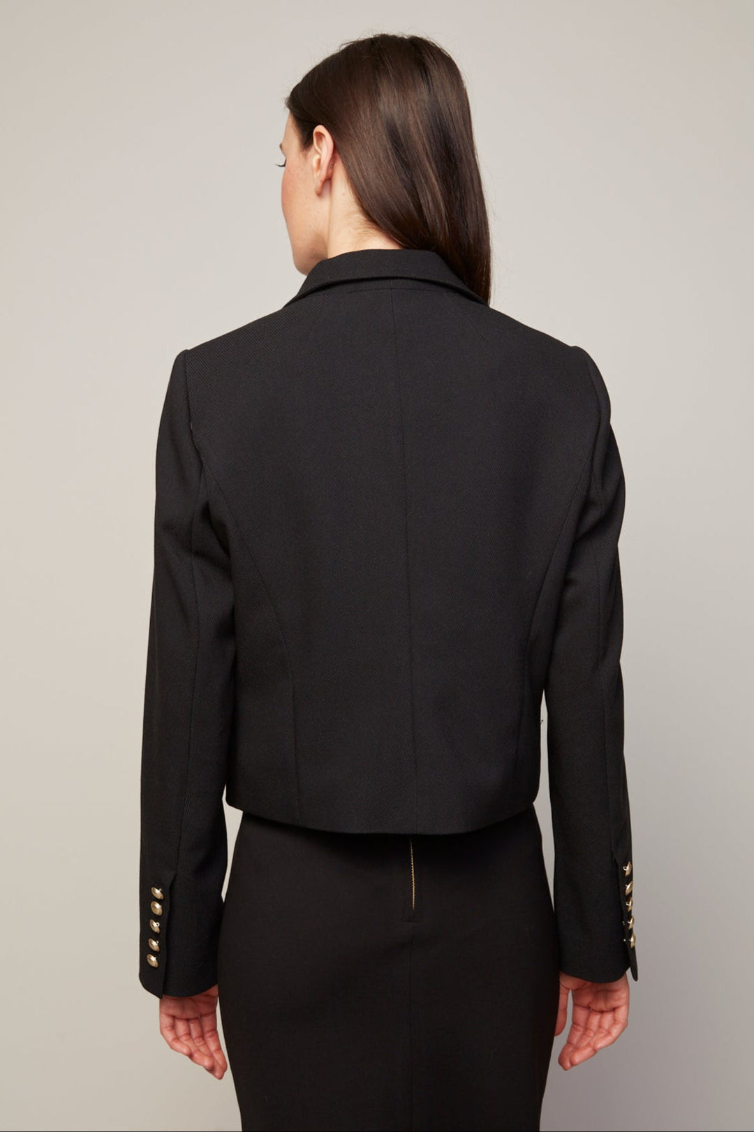 Adroit Atelier Bardot Single Breasted Short Boxy Blazer in Black available at Barbara Katz