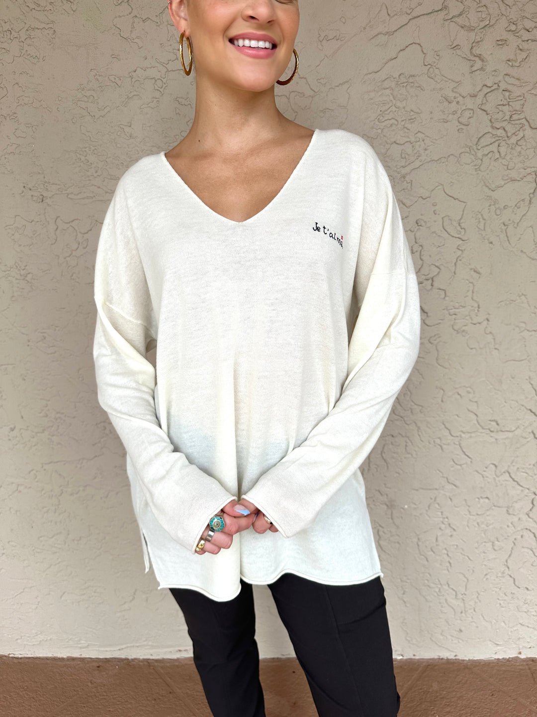ME369 Jessie Embroidered Sweater - Natural