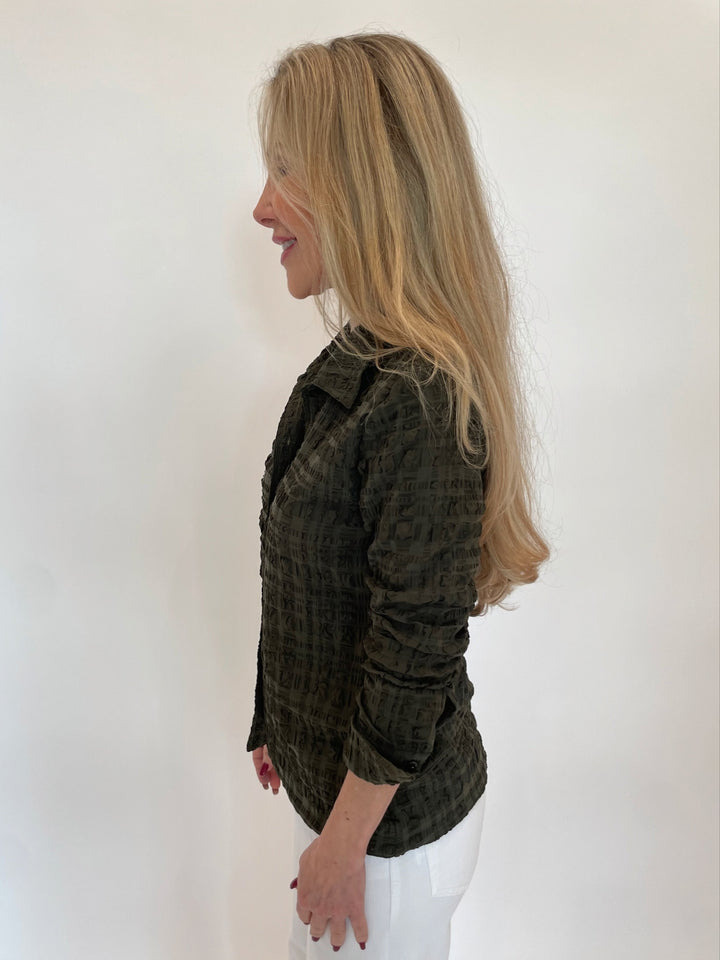 Margittes Textured Blouse in Dark Jungle available at Barbara Katz
