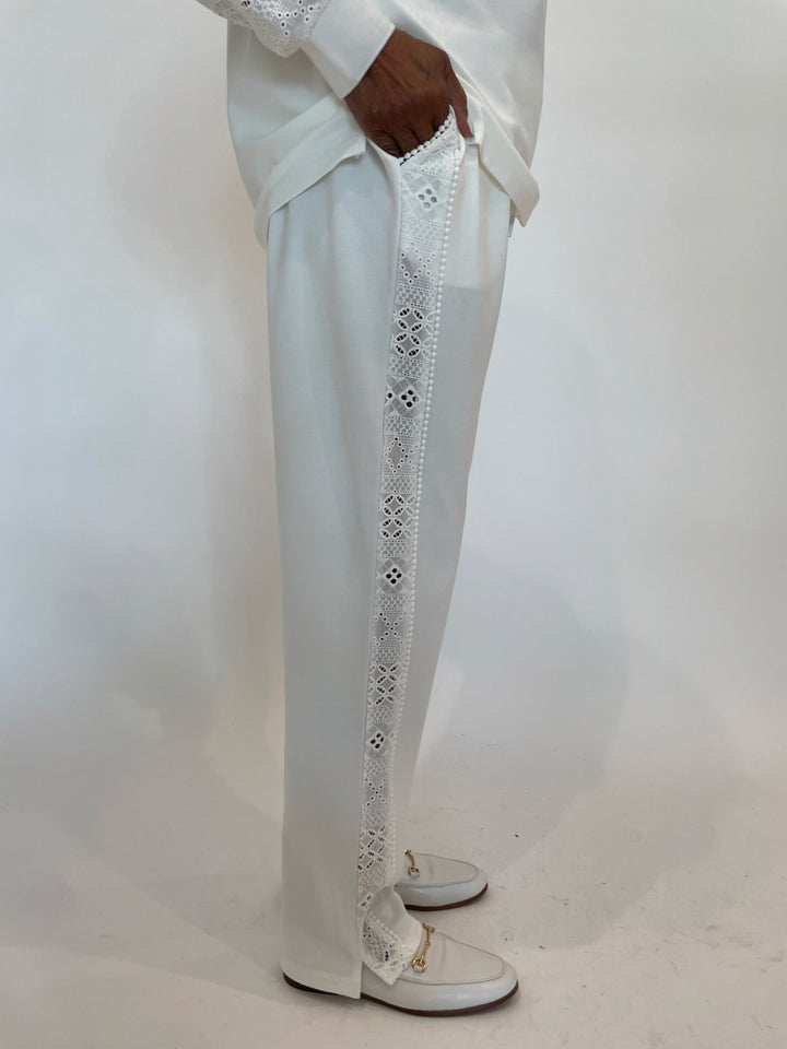 Leo & Ugo Marcella Lace Pants in White available at Barbara Katz