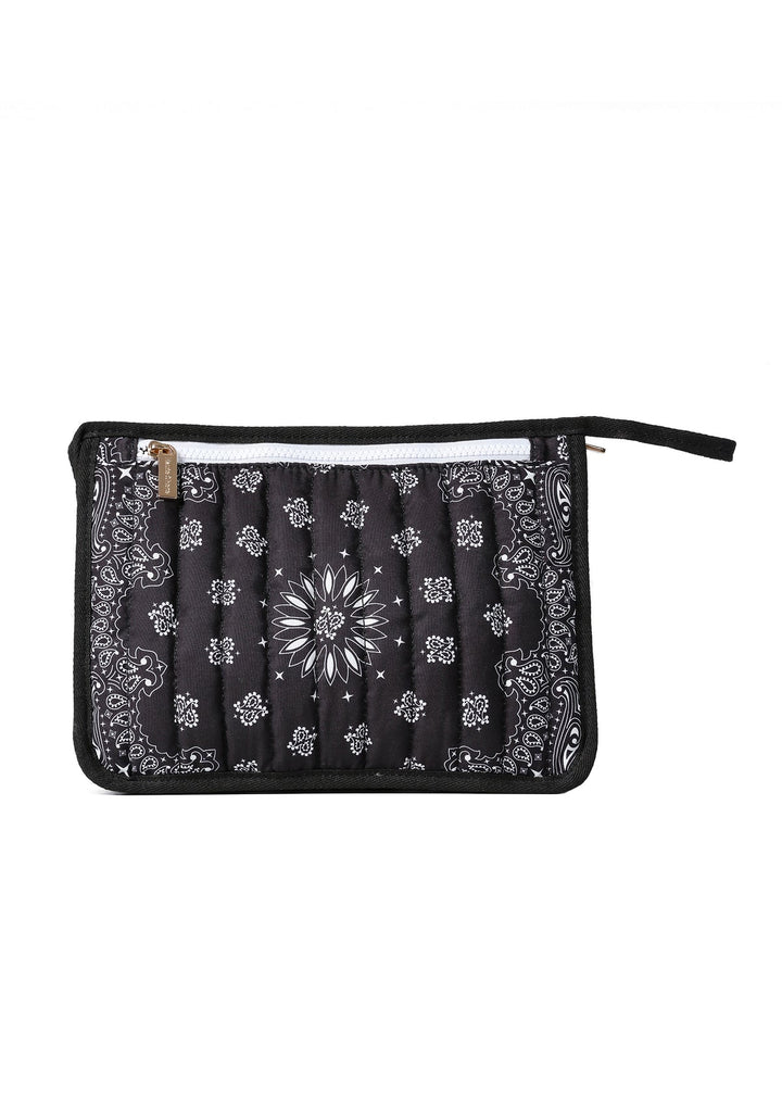 Haute Shore Beau Bandana Print Pouch in Black available at Barbara Katz