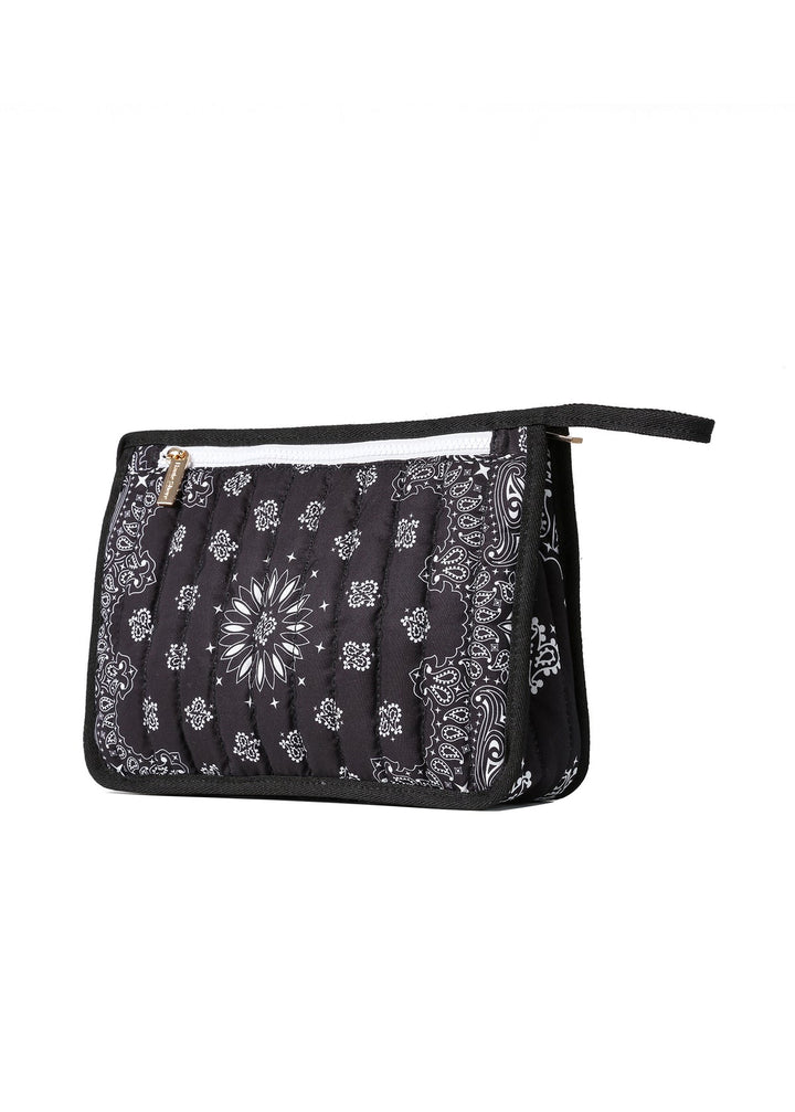 Haute Shore Beau Bandana Print Pouch in Black available at Barbara Katz