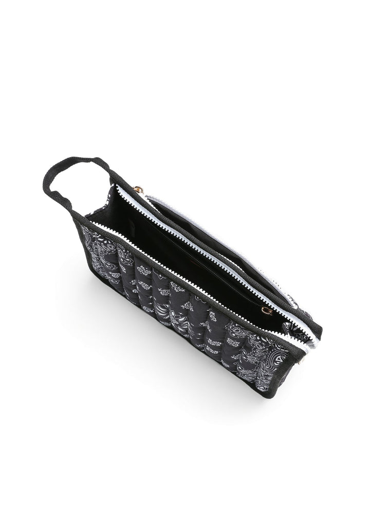 Haute Shore Beau Bandana Print Pouch in Black available at Barbara Katz